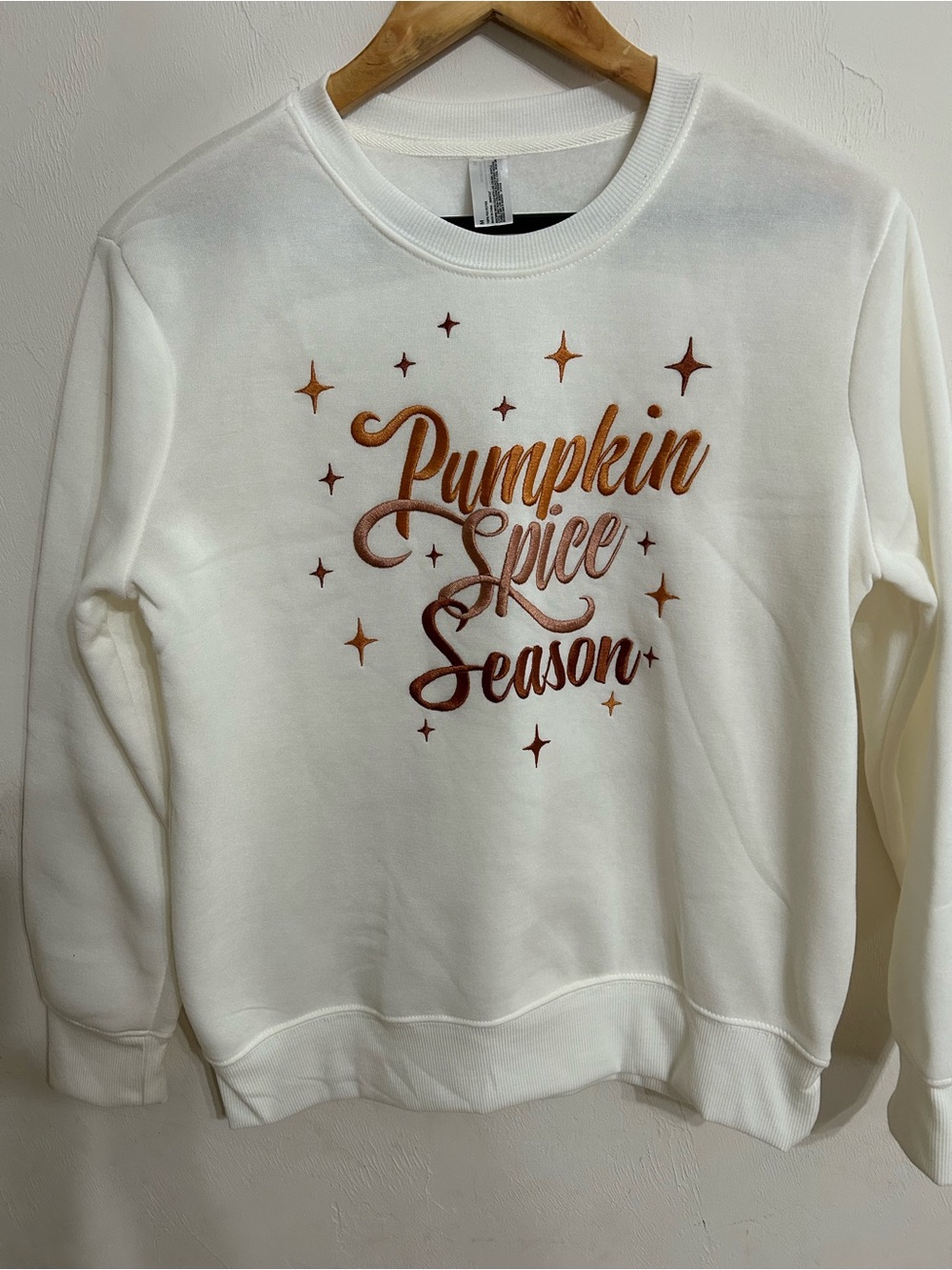 Pumpkin Spice Season White Sweatshirt Fleece Size M